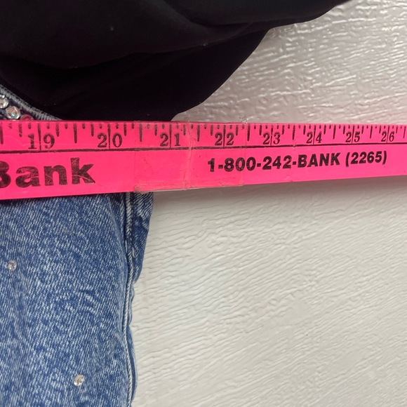 Geously black Denim mixed media Fray Hem Stud Blazer Concert DIY Jacket Med "P" - Picture 8 of 10